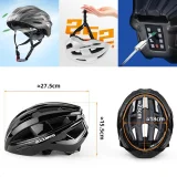 MTB kerékpáros sisak beépített USB LED-es lámpákkal, piros lámpa, szürke 5