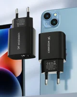 20 W-os USB-A és USB-C hálózati adapter, 100–240 V, fekete 11