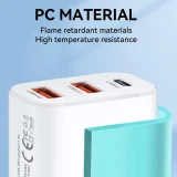 100–240 V, 30 W, USB-C, 2x USB-A fali töltő, fehér 10