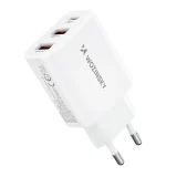 100–240 V, 30 W, USB-C, 2x USB-A fali töltő, fehér 2