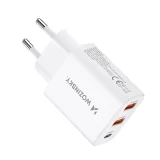100–240 V, 30 W, USB-C, 2x USB-A fali töltő, fehér 4