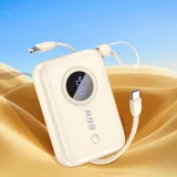 10000 mAh-s powerbank USB-C / iPhone Lightning kábelekkel, bézs 2