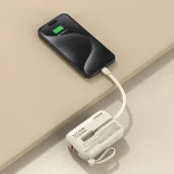 10000 mAh-s powerbank USB-C / iPhone Lightning kábelekkel, bézs 3