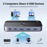 2-in-4 kapcsoló 2 számítógéphez, USB 3.0 + 2x USB-A kábel, fekete 2