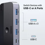 2-in-4 kapcsoló 2 számítógéphez, USB 3.0 + 2x USB-A kábel, fekete 3
