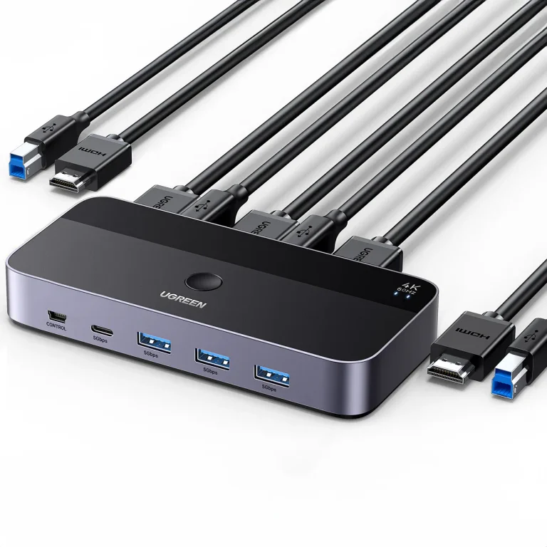 2-in-1 HDMI / USB-A / USB-B / USB-C / microUSB kapcsoló, fekete