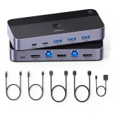 2-in-1 HDMI / USB-A / USB-B / USB-C / microUSB kapcsoló, fekete 4