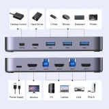 2-in-1 HDMI / USB-A / USB-B / USB-C / microUSB kapcsoló, fekete 7
