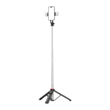 Teleszkópos szelfibot távirányítóval + 2x LED-es lámpával, telefonállvánnyal, 1,3 m – fekete