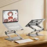 Készlet: alumínium laptop-tartó + okostelefon-tartó – ezüst 7