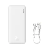 Airpow 20 W 10 000 mAh-s power bank 30 cm-es USB-A–USB-C kábellel – fehér