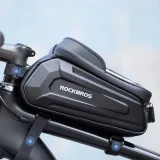 Páncélozott kerékpárváz-táska telefon vagy GPS-hez való zsebbel, 1,7 l + fedél - fekete 5
