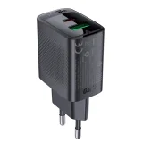 A78 GaN USB-A USB-C PD 20 W-os fali töltő – fekete