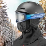 Új, bársonyos sportbalaclava maszkkal és szűrővel kerékpározáshoz, motorozáshoz, síeléshez és túrázáshoz – fekete 6