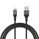 L3ST fonott USB-A–USB-C kábel, 5 A, 1,2 m, fekete