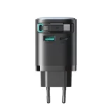 GaN 65 W-os USB-A/USB-C fali töltő beépített USB-C kábellel – fekete 3