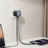 GaN 65 W-os USB-A/USB-C fali töltő beépített USB-C kábellel – fekete 7