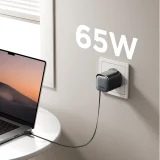 GaN 65 W-os USB-A/USB-C fali töltő beépített USB-C kábellel – fekete 8