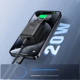 USB-C PD QC 20 W-os fali töltő – fekete 7