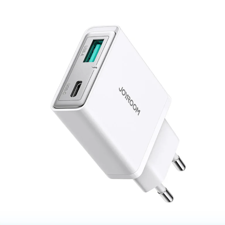 Kicsi és ultravékony 20 W-os USB-A–USB-C fali töltő – fehér