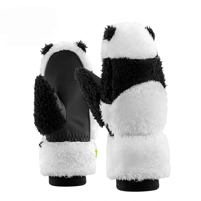 Panda síkesztyű gyermekeknek és felnőtteknek, S méret - fekete/fehér