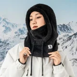 Topla zimska skijaška balaklava Arctic Velvet s krznom, veličina L - crna 5