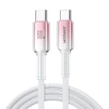 Crystal-Clear sorozat 60 W-os USB-C–USB-C kábel, 1,2 m, fehér