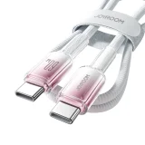 Crystal-Clear sorozat 60 W-os USB-C–USB-C kábel, 1,2 m, fehér 5
