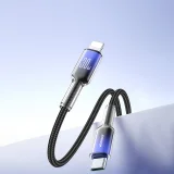 Crystal-Clear sorozat 30 W-os USB-C–iPhone Lightning kábel – 1,2 m – fekete 10