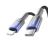 Crystal-Clear sorozat 30 W-os USB-C–iPhone Lightning kábel – 1,2 m – fekete 2