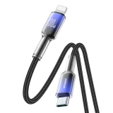 Crystal-Clear sorozat 30 W-os USB-C–iPhone Lightning kábel – 1,2 m – fekete 3