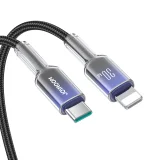 Crystal-Clear sorozat 30 W-os USB-C–iPhone Lightning kábel – 1,2 m – fekete 7