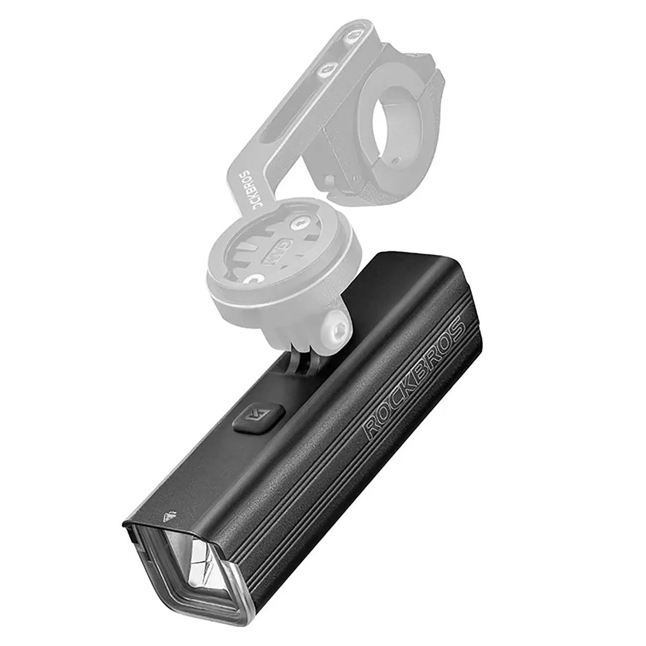 5000 mAh-s, 1500 lm-es, IPX6-os első kerékpárlámpa Garmin és GoPro tartóval – fekete