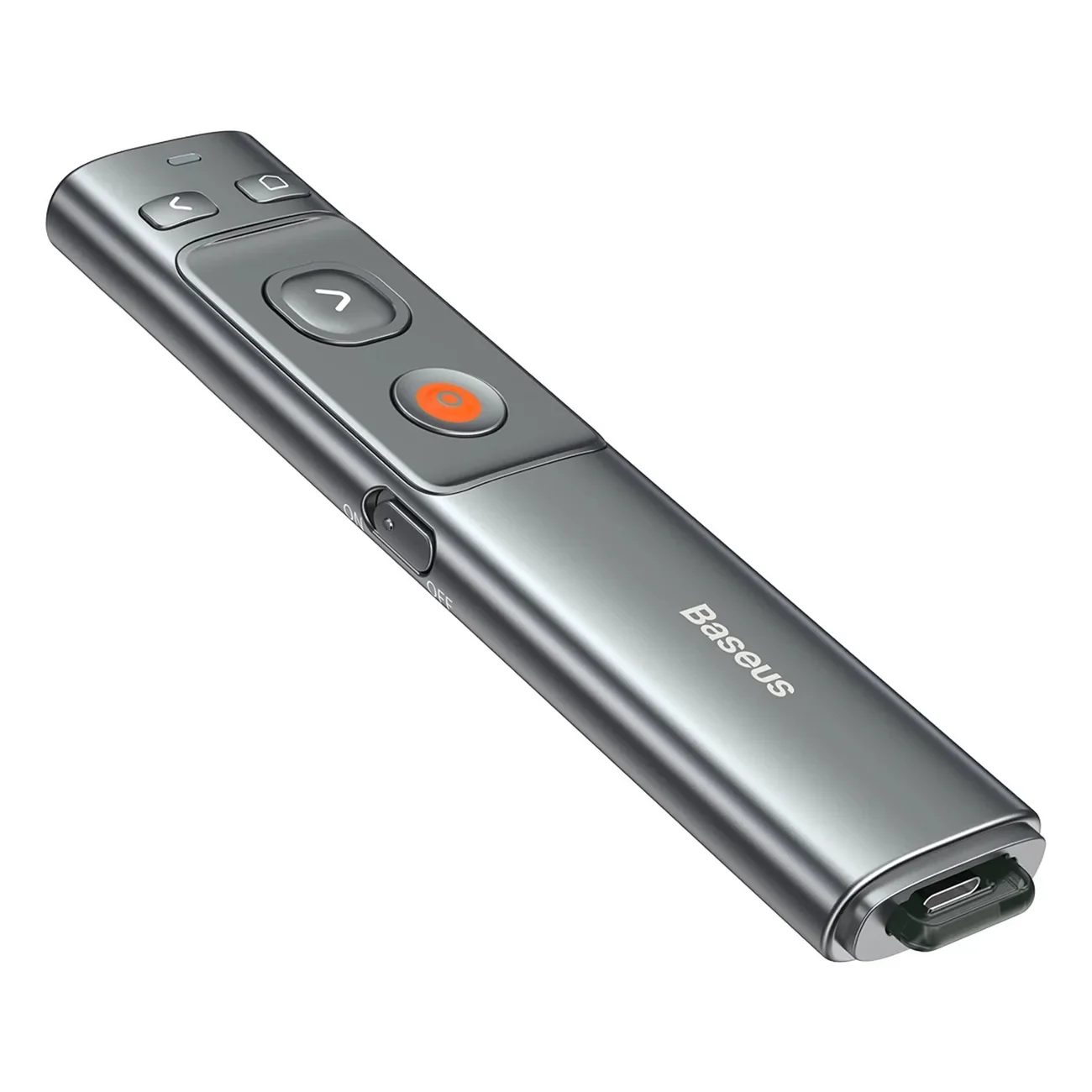 Távirányítós lézerpointer prezentációkhoz, 100 m hatótávolság, 2,4 GHz-es WiFi, USB-A/C - szürke Távirányítós lézerpointer prezentációkhoz, 100 m hatótávolság, 2,4 GHz-es WiFi, USB-A/C - szürke