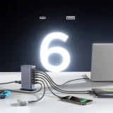 GaN 65W EU višekanalna stanica za punjenje s 4x USB-C i 2x USB-A priključka - tamnosiva 9