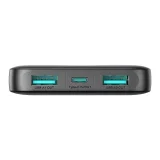JR-PBF12 10000 mAh-s, 2,4 A-es power bank 2x USB-A és 1x USB-C porttal – fekete 6