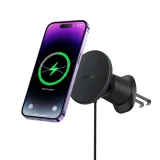 iPhone autós tartó 15 W-os vezeték nélküli töltővel szellőzőnyíláshoz – fekete 2