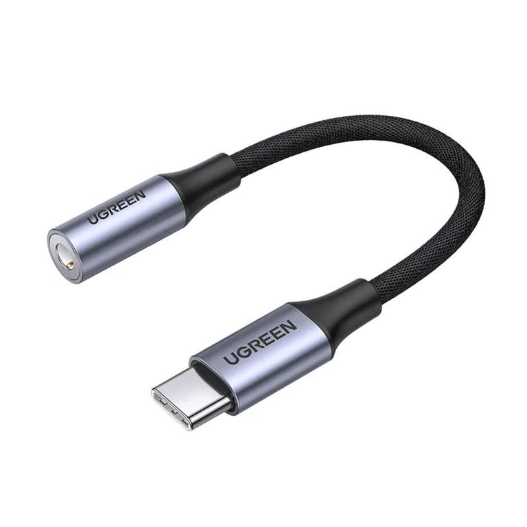 3,5 mm-es mini jack (nő) – USB-C (férfi) fejhallgató-adapter, 10 cm – szürke