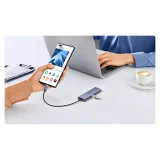 6 az 1-ben USB-C hub adapter – HDMI / USB-A / SD és TF kártyaolvasó – szürke 10