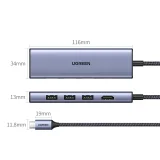 6 az 1-ben USB-C hub adapter – HDMI / USB-A / SD és TF kártyaolvasó – szürke 2