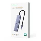 6 az 1-ben USB-C hub adapter – HDMI / USB-A / SD és TF kártyaolvasó – szürke 3