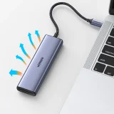 6 az 1-ben USB-C hub adapter – HDMI / USB-A / SD és TF kártyaolvasó – szürke 4