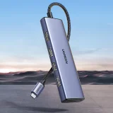 6 az 1-ben USB-C hub adapter – HDMI / USB-A / SD és TF kártyaolvasó – szürke 5