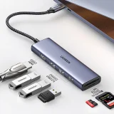 6 az 1-ben USB-C hub adapter – HDMI / USB-A / SD és TF kártyaolvasó – szürke 6