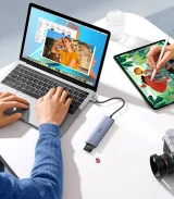 6 az 1-ben USB-C hub adapter – HDMI / USB-A / SD és TF kártyaolvasó – szürke 9