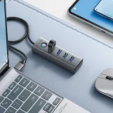 PDD4U-U3 4x USB-A razdjelnik Hub - sivi 3