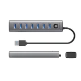 CL7U-U3 Hub osztó 7x USB-A USB-C 5V 3A 1m - szürke 2