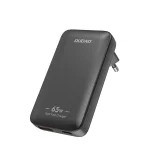 Ultravékony GaN 65 W-os utazó fali töltő USB-A USB-C PD EU / US – fekete