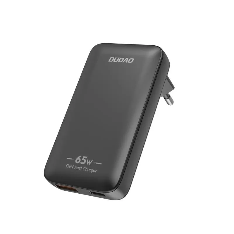 Ultravékony GaN 65 W-os utazó fali töltő USB-A USB-C PD EU / US – fekete