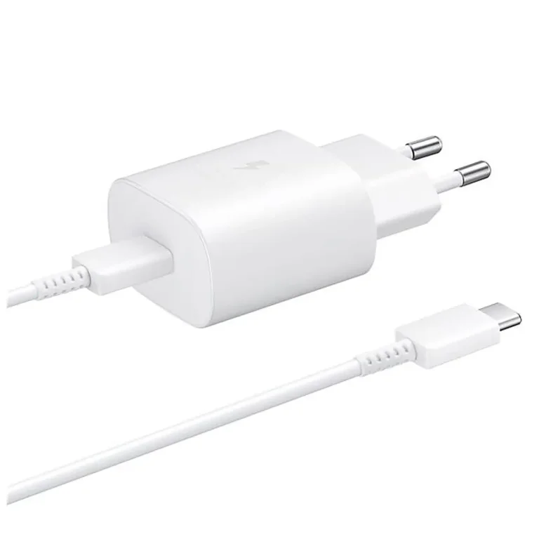 Samsung 25 W-os USB-C fali töltő USB-C kábellel – fehér